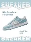 basket nike dunk low fleece swoosh worn blue